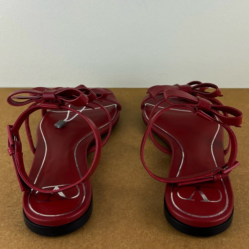 NEW VALENTINO GARAVANI RED BOW LEATHER SANDALS - Picture 6 of 14